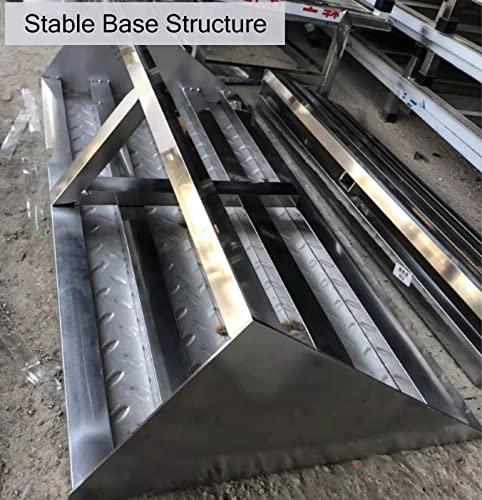 ZAQYCM Driveway Ramp Stainless Steel, Curb Ramp 2 3 4 5 6 7 8 Inch Rise for Lowered Cars/ Motorcycle/ Wheelchair, Heavy Duty Threshold Ramp for Doorways/ Patio Door/ Garage ( Color : LxWxH , Size : 35.4x12x4