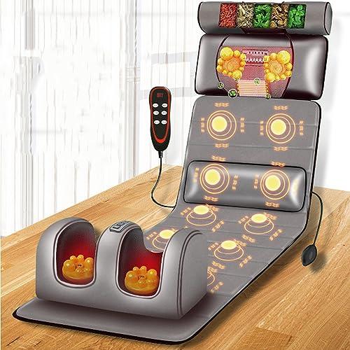 SJHDHDA Full Body Massage Mat with Adjustable Pillows Heating Pads,Massage Mat with Heat 10 Vibrating Nodes,Full Body Massager for Neck and Back Muscle Relaxation Full Body Massage Learned extensively