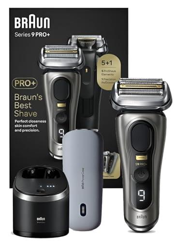 Braun Braun Series 9 Pro+ Electric Shaver with 5 Pro Shaving Elements, Men\'s Electric Shaver, Long Hair Trimmer, Cleaning Station, Charging Case, PowerCase, Made in Germany, 9575cc, Grey