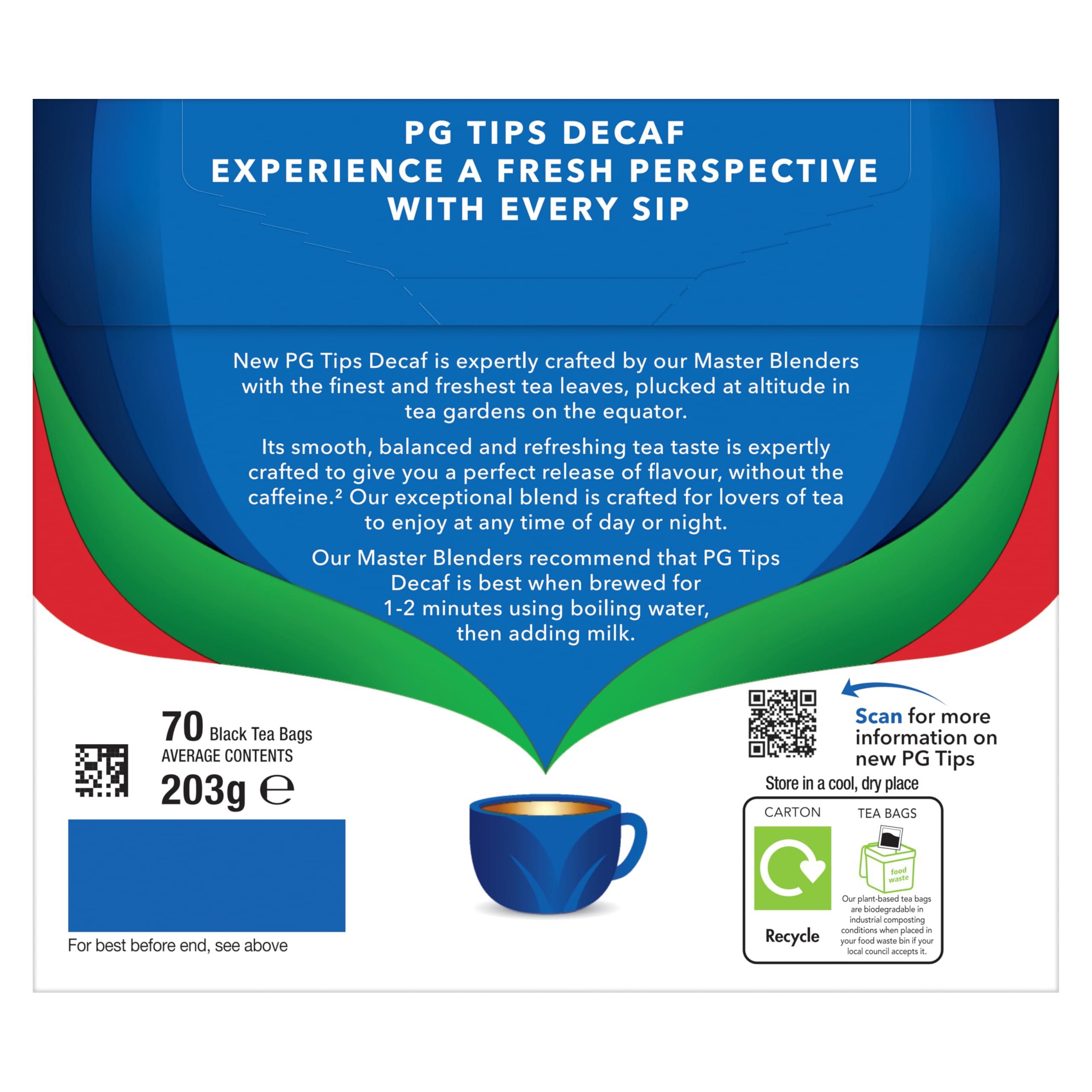 PG Tips PG Tips Decaf | Black Tea Bags Bulk | Indulgent, Velvety & Rich Black Tea | Perfect Flavour Release | Decaffeinated | 6 Packs | 420 Plant Based Biodegradable Decaf Tea Bags