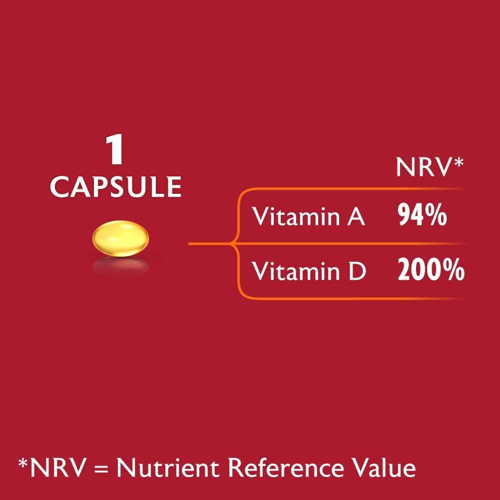 Seven Seas Seven Seas Cod Liver Oil Tablets with Omega-3, Fish Oil, One A Day, 4 Months Supply (120 Capsules), EPA & DHA, with High Strength Vitamin D & A (Pack of 2)