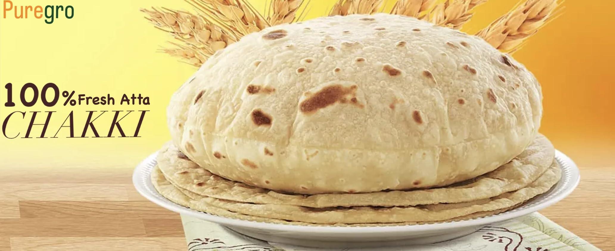 Puregro Puregro CHAKKI ATTA 10Kg | 100% Whole Wheat Traditional Indian Flour | Make Rotis & Chappatis.