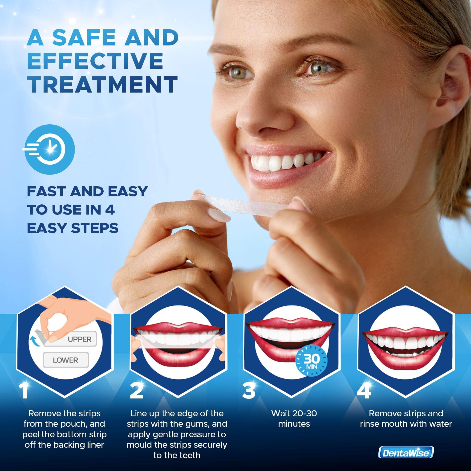 DentaWise DentaWise Premium Teeth Whitening Strips 21 Treatments 42 Pap Whitening Strips with Shade Guide Non-Sensitive Peroxide-Free Formula Easy to Use and Enamel Safe Formulated by Experts