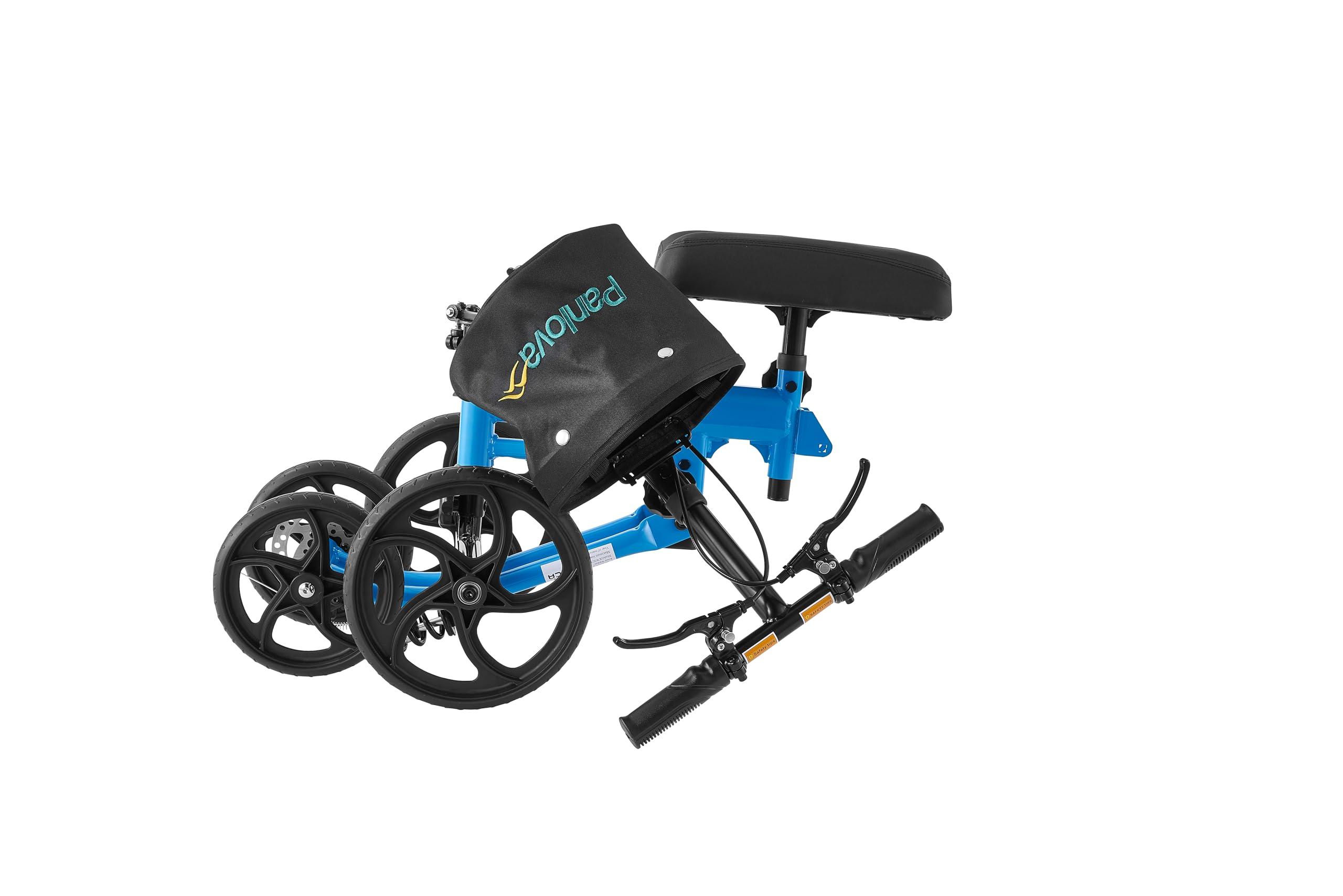 PANLOVA Adjustable Medical Folding Steerable Leg Knee Walker Scooter with Front bag-9251B