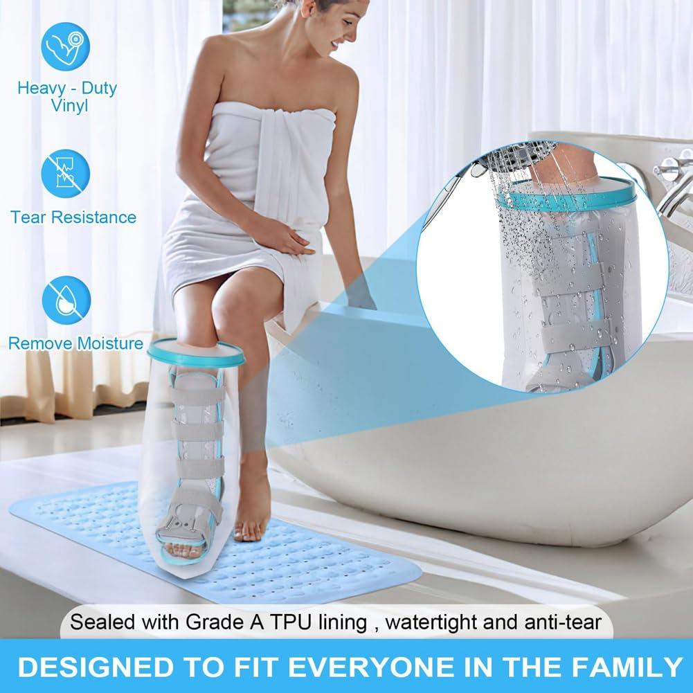 ZOMTTAR ZOMTTAR 1 Piece Waterproof Leg Cast Cover for Shower Adult Reusable Shower Boot Cover Watertight Foot Protector for Leg Foot Ankle