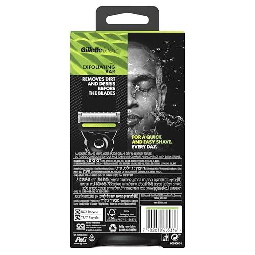 Gillette Gillette Labs Men\'s Razor + 1 Razor Blade Refill, with Exfoliating Bar, Includes Premium Magnetic Stand, Black & Gold Edition
