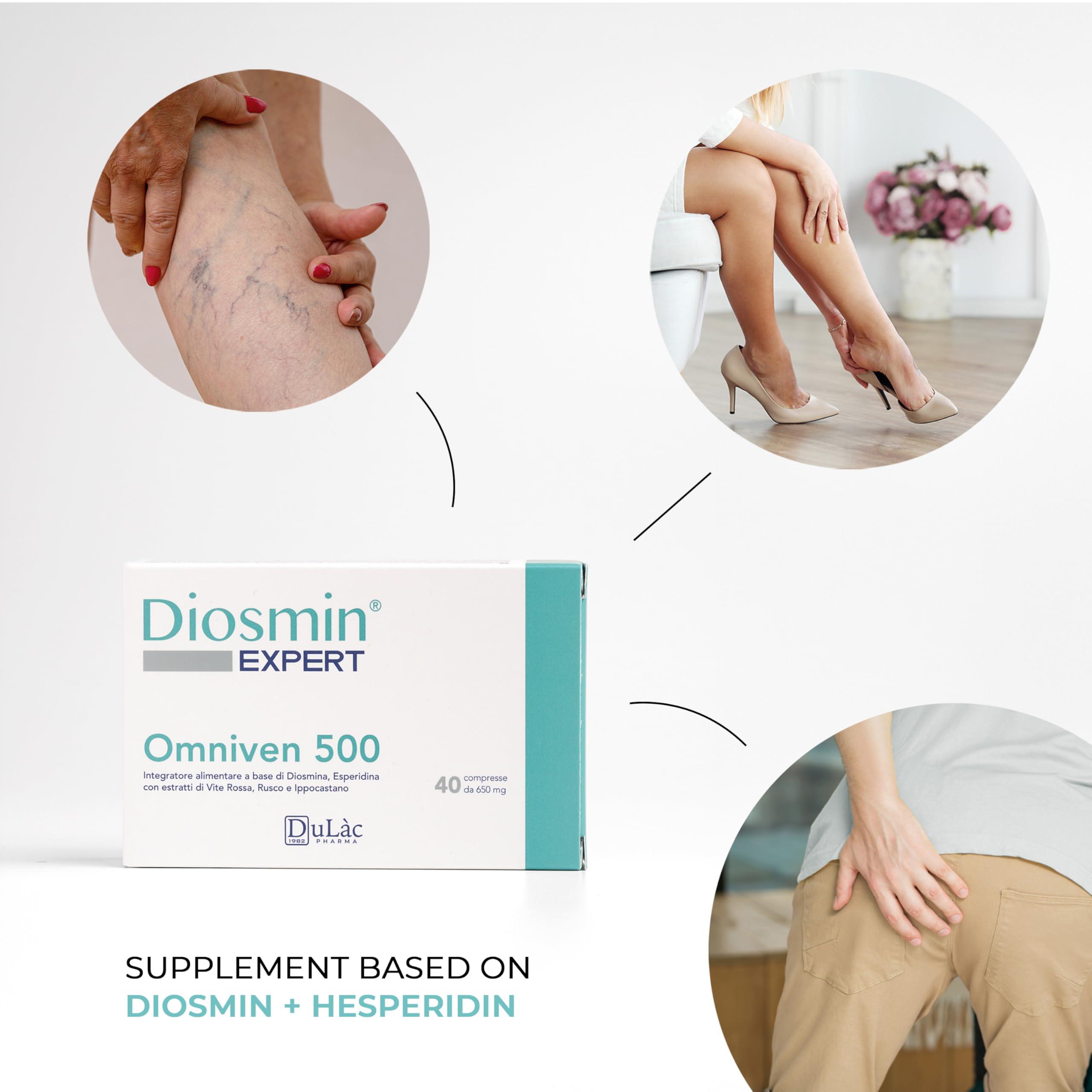 DULÀC FARMACEUTICI 1982 Dulc - Hemorrhoids and Piles Treatment, Diosmin Hesperidin Supplement Omniven 500 40 Tablets Enriched with Flavonoids Red Vine, Horse Chestnut and Butcher\'s Broom Complex