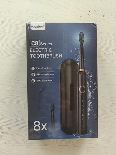 COULAX Sonic Electric Toothbrush for Adults and Kids - Sonic Toothbrushes with 8 Tooth Brush Replacement Head and 5 Brushing Modes, 120 Days of Use with 3-Hour Fast Charge, 2 Minute Smart Timer