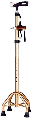 THIHIXEC Canes Walking Stick Elderly Telescopic Four Legged Illuminated Walking Stick Non Slip Aluminum Alloy Height Adjustable,Gold,Gold Practical Present