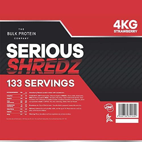The Bulk Protein Company Serious Shredz 4kg Diet Whey Protein Powder Contains L-Carnitine L-Tartrate and Green Tea extract Supports Lean Muscle Growth, 133 Servings The Bulk Protein Company (Strawberry)