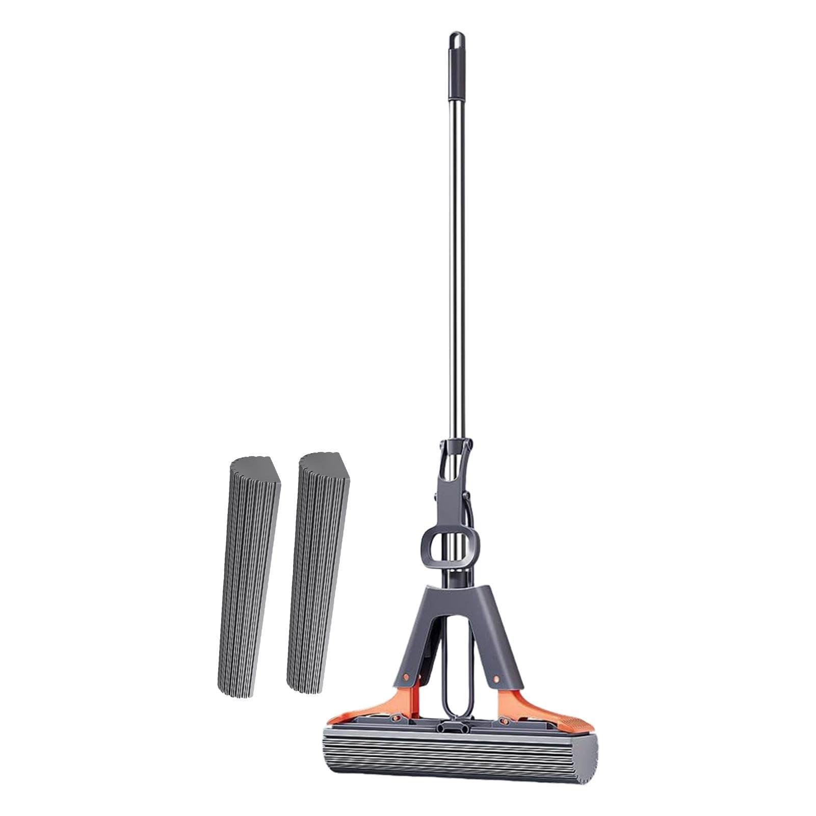 FreshCart Basics Sponge Mop, With 2 Sponge Head Refills, PVA Sponge Squeeze Roller Mop For Cleaning Floors, Efficient Cleaning Absorbent Sponge Mop, Home Cleaning Tools, For Cleaning Laminate, Tile