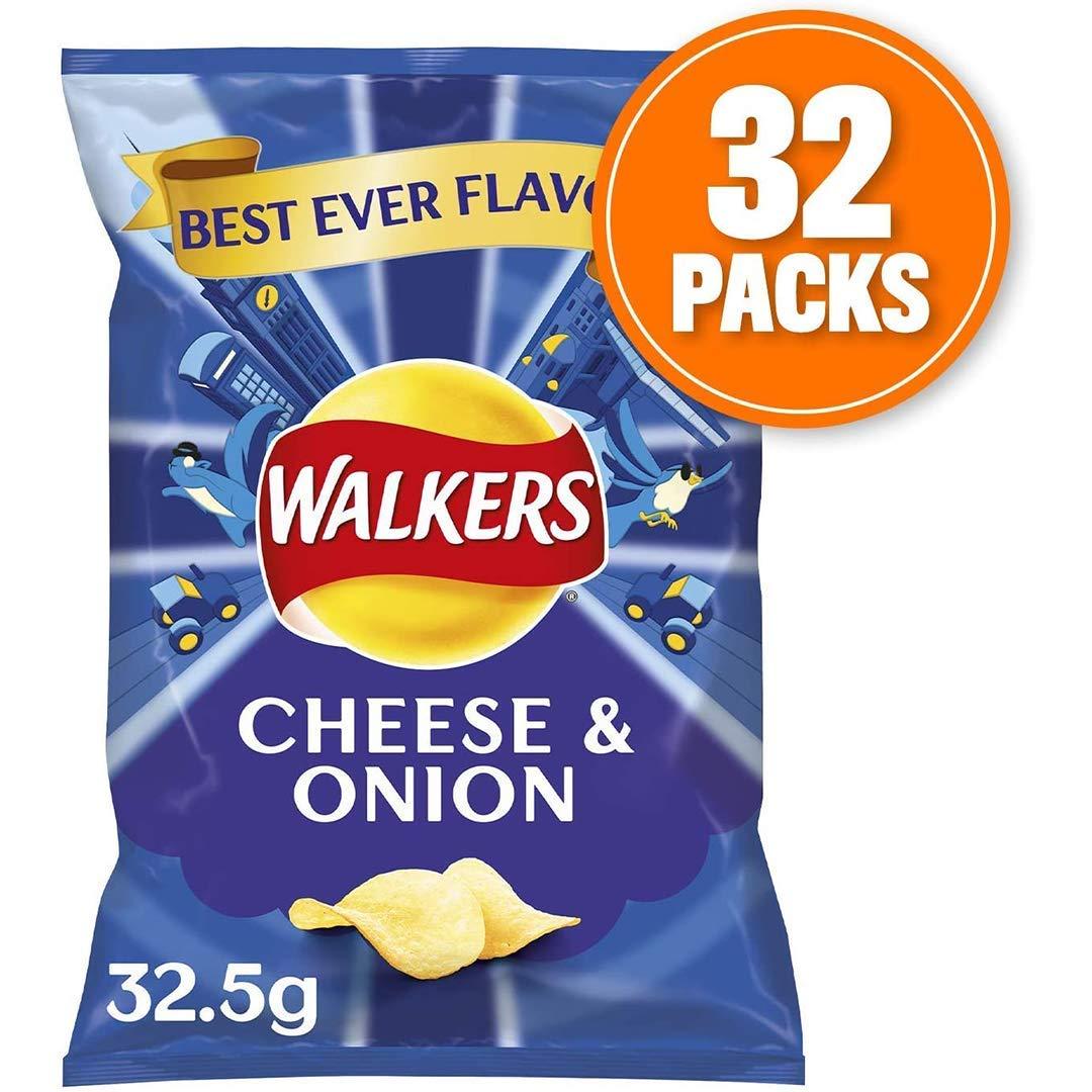 Walkers Walkers Cheese and Onion Crisps Multi-Pack Box, 32.5 g, Case of 32