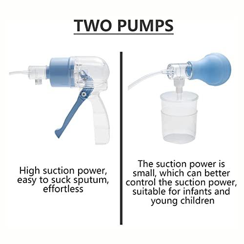 MJZYP Manual Suction Pump, Manual Sputum Suction Device with 2 Pumps, Hand Held Portable Help Mucus Pump, Obstructive Non-Sputum Oxygen Tube for Elderly