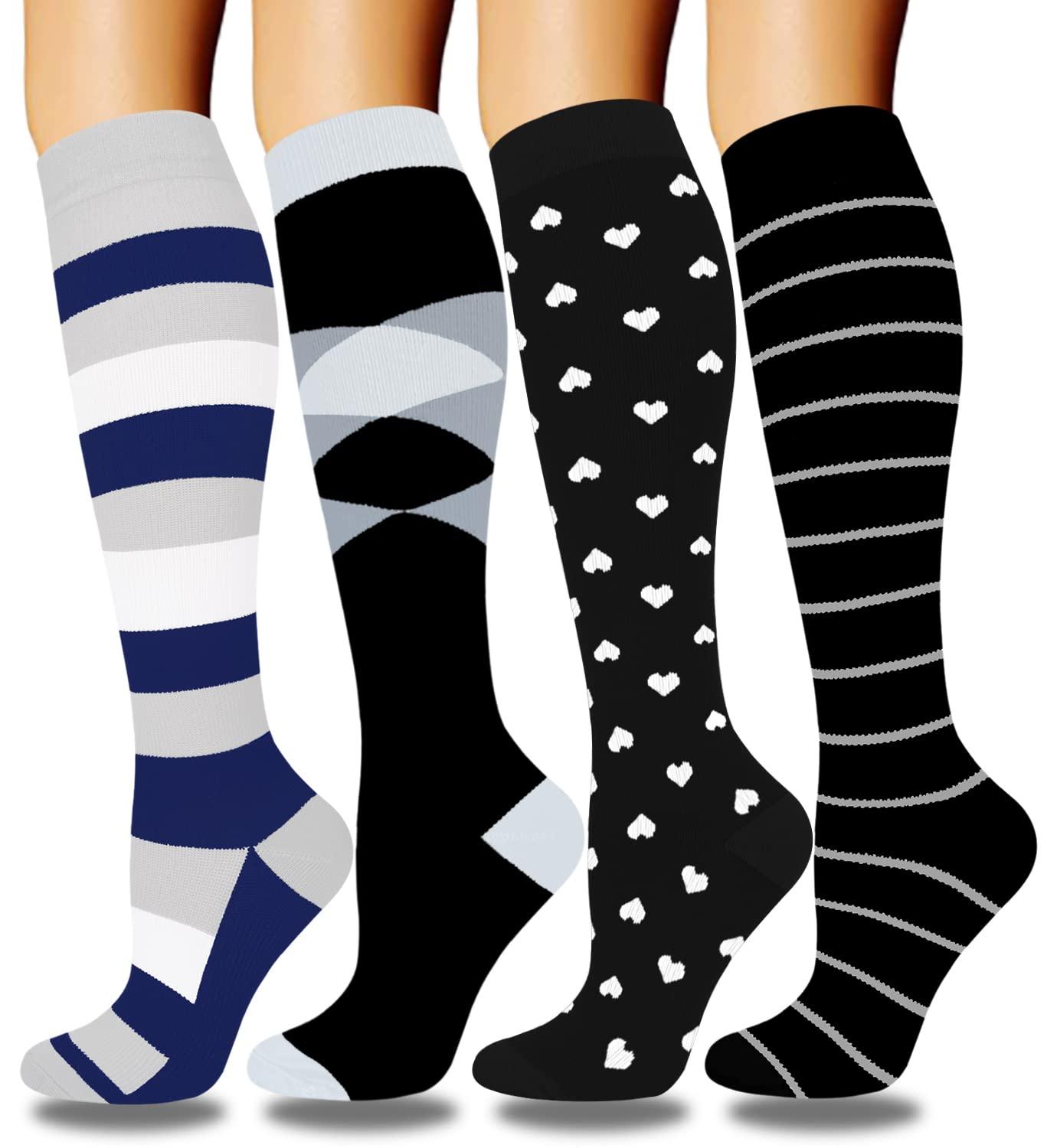 Aoliks Aoliks 4 Pairs Copper Compression Socks for Women & Men 15-20 mmHg,Best Support for Nurses Running Hiking