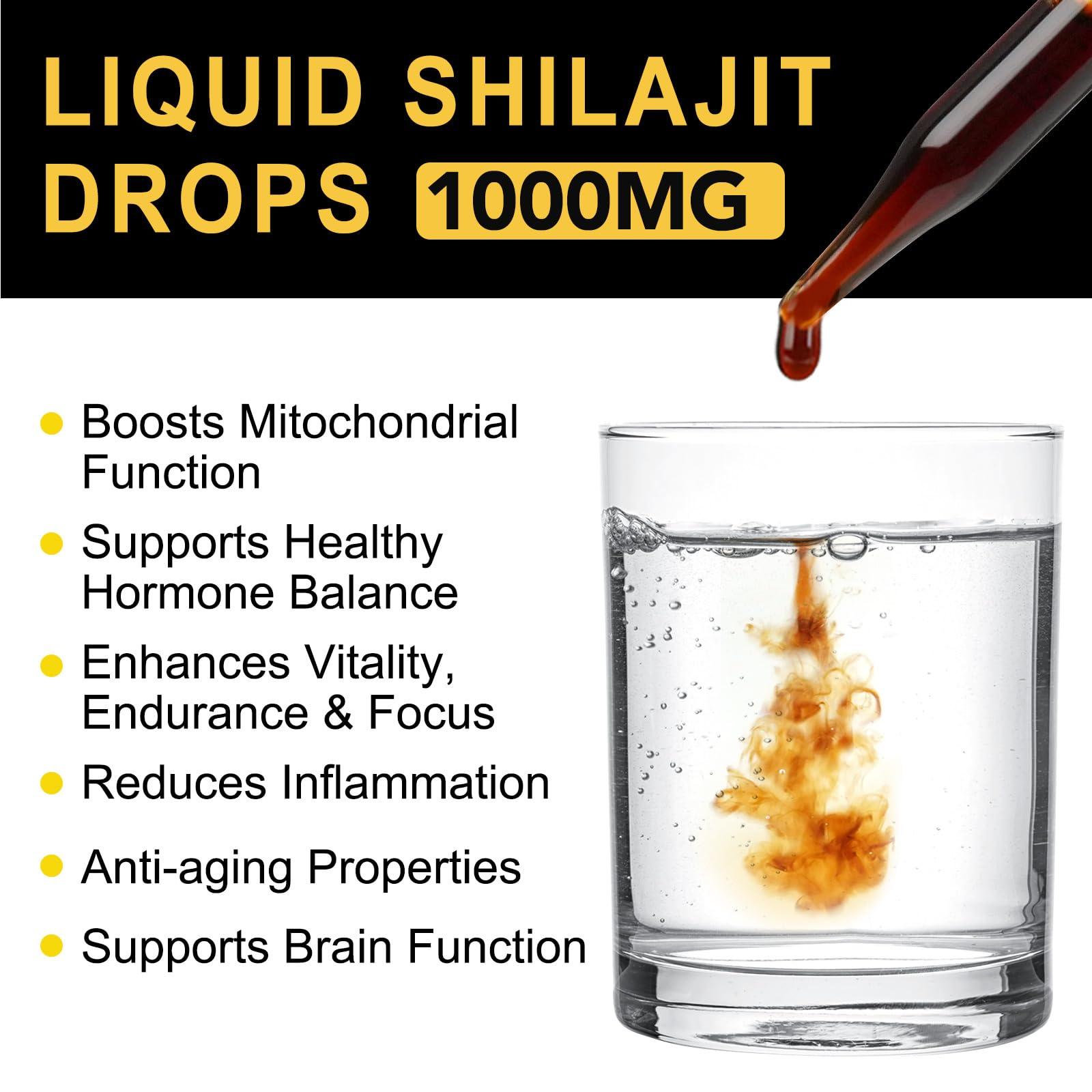 APCKFLEE 60ML Shilajit Liquid Drops, High Strength Himilayan Shalajit Resin, 100% Pure Shilajit with Fulvic Acid and Minerals, Strength & Stamina Booster for Men and Women