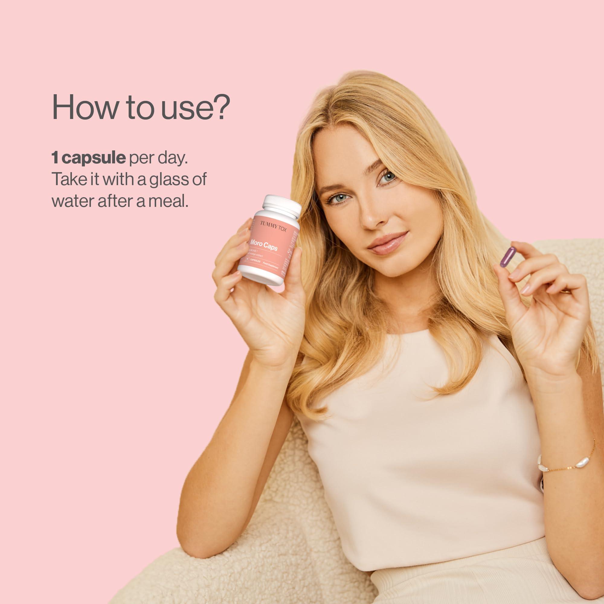 Tummy Tox Morosil Capsules 400 mg, with Vitamin C Antioxidant and Black Pepper for Better Absorption, 60 Capsules, 1 per Day, Moro Caps by Tummy Tox