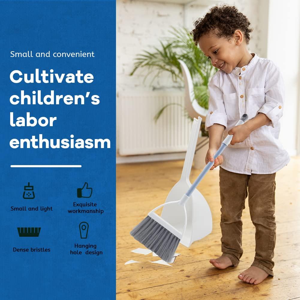 WDDBHSKN Kids Broom Set Kids Cleaning Set Toddler Broom Set Kids Broom Set for Toddlers Grils & Boys Baby Broom Toddler Broom and Cleaning Set Mini Broom Set for Boys and GirlsWhite