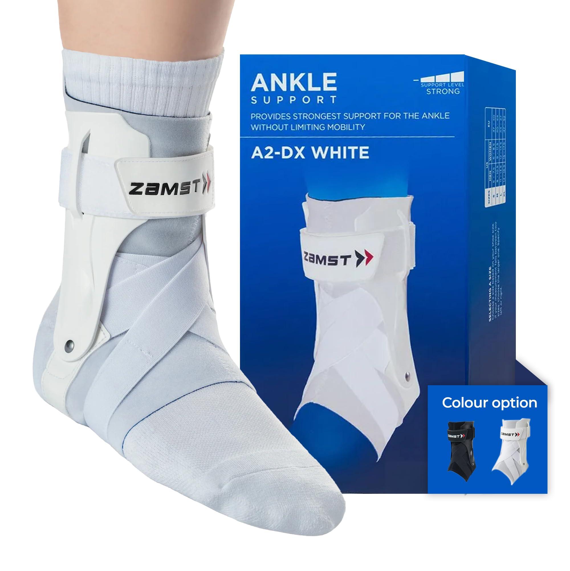 Zamst Zamst A2-DX White Ankle Brace for Sports - Breathable Sports Ankle Support for Men and Women with Guard Stabilisers for High-Grade Ankle Sprain - Left, XLarge