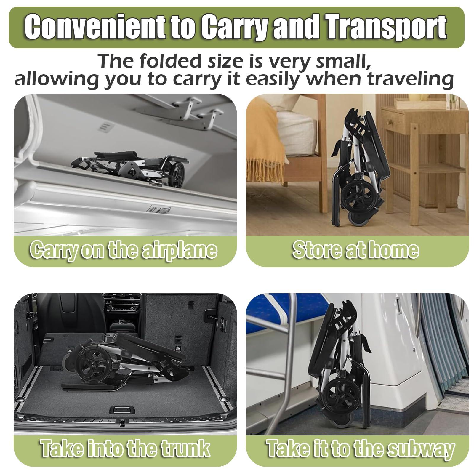 YFJBDKS YFJBDKS Ultra-Lightweight Adult Transport Wheelchair, Foldable Travel Wheelchair, with Spring Shock Absorption and Pull Rod Design for Easy Carrying, Weighing 18 Pounds,Yellow,Silver Frame