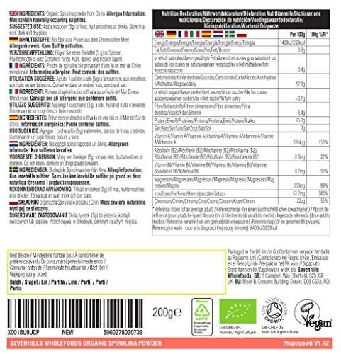 sevenhills wholefoods Sevenhills Wholefoods Organic Spirulina Powder 200g