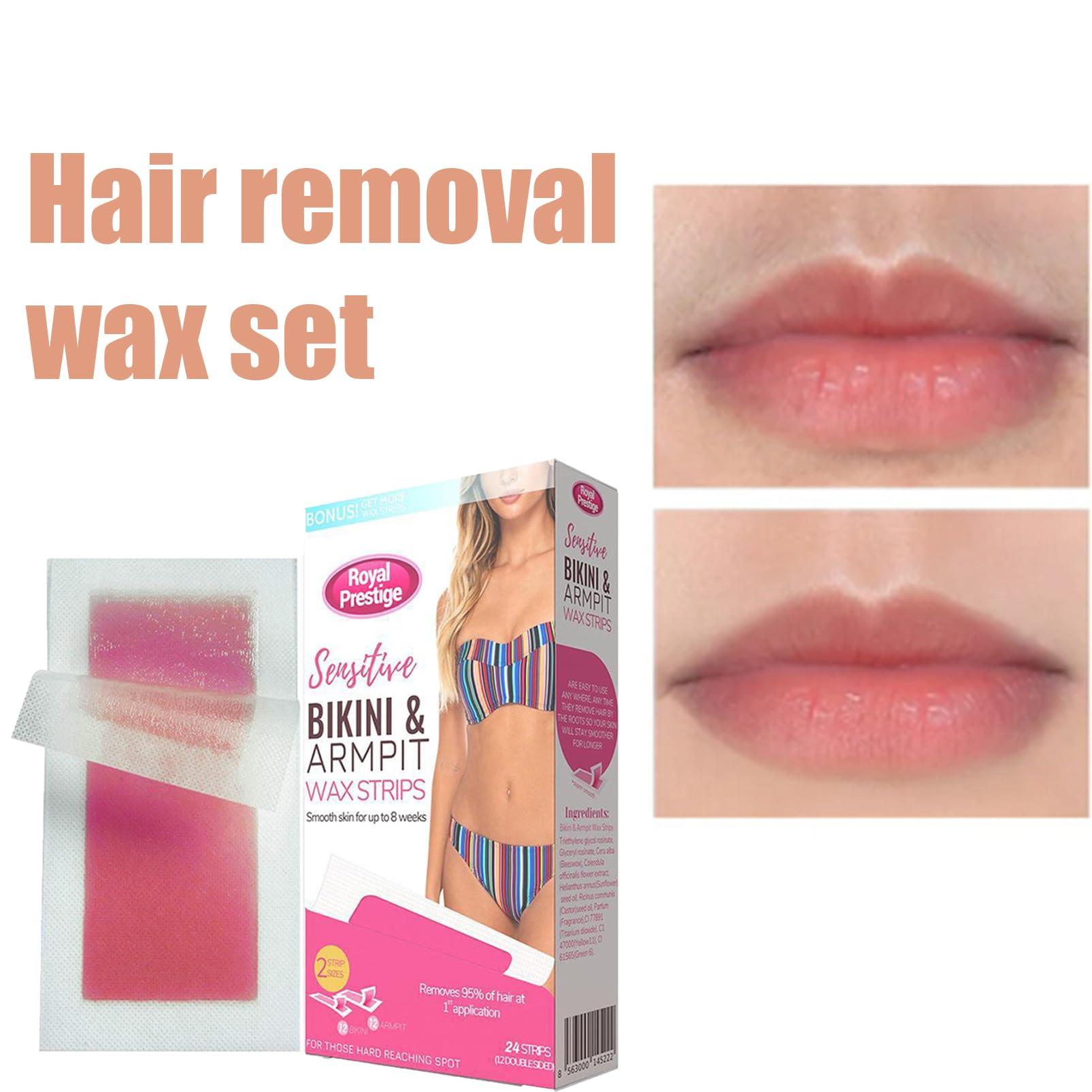 HERBENJOY Facial Hair Removal Wax Strips - Women's Facial Hair Removal Wax Strips, Includes 24 Strips of Facial Hair Removal, Long Lasting Smoothness, Eyebrow Cold Removal Wax Strips, Double Sided Use