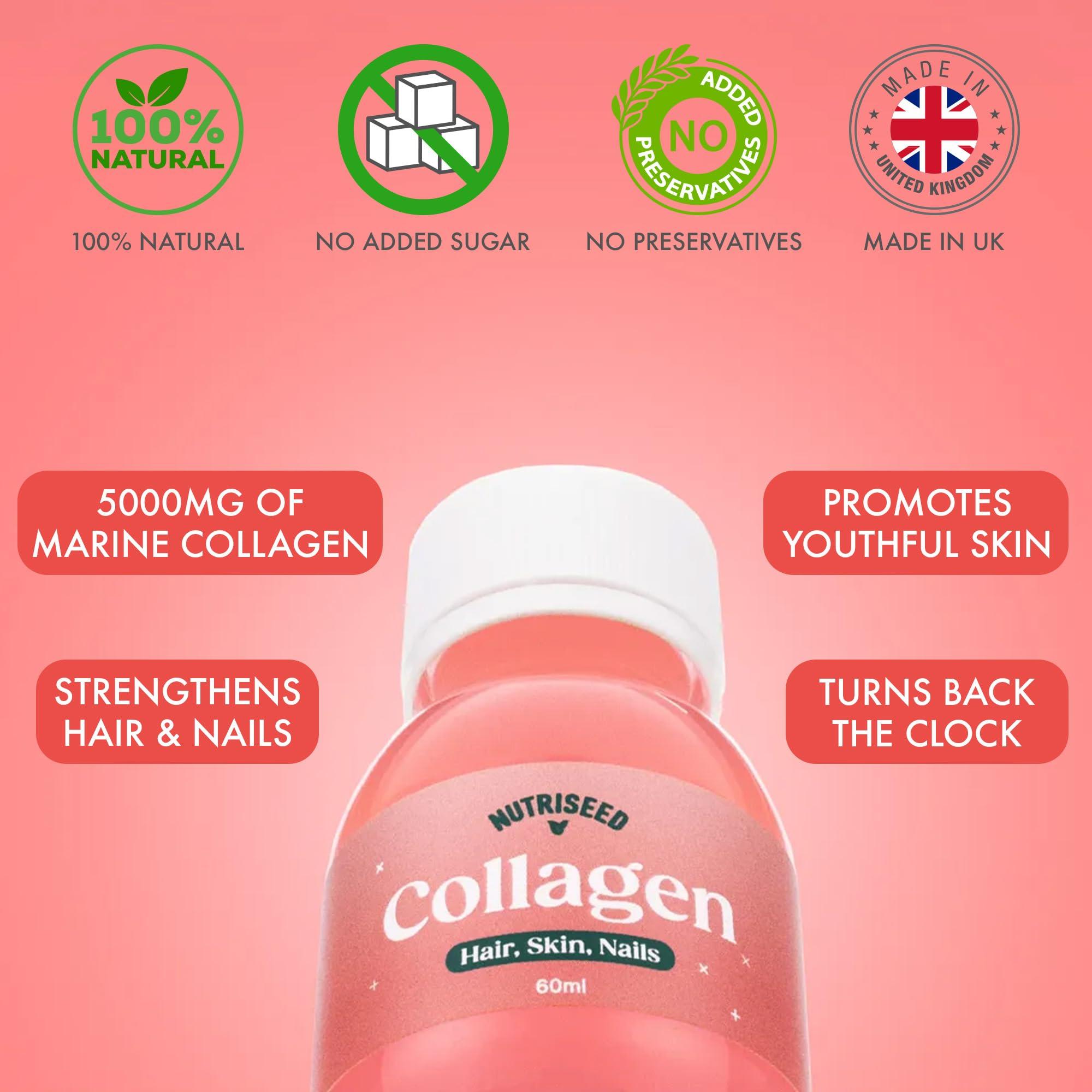 Nutriseed Nutriseed Collagen Shots (30 x 60ml) - High Strength 5000mg Marine Collagen Blended with Pineapple, Acerola Cherry, Strawberry, Lemon and Apple, Vitamin C, Collagen Supplement for Hair, Skin & Nails