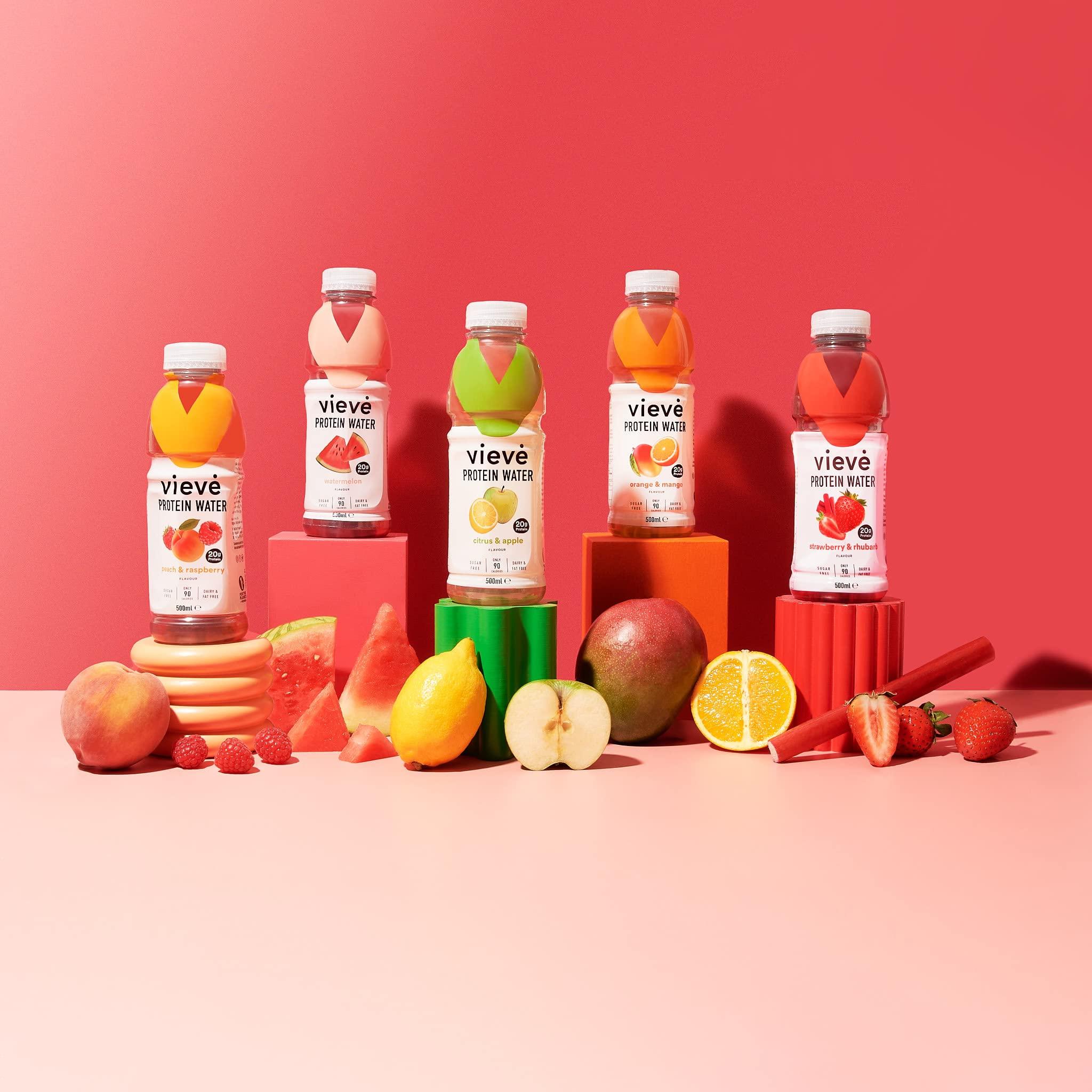 Vieve Vieve Protein Water 10x500ml - Mixed Variety Flavour Pack 20g Protein, Sugar Free, Fat Free & Dairy Free A Ready to Drink Alternative to Protein Powders & Shakes 10 Pack (2 per Flavour)