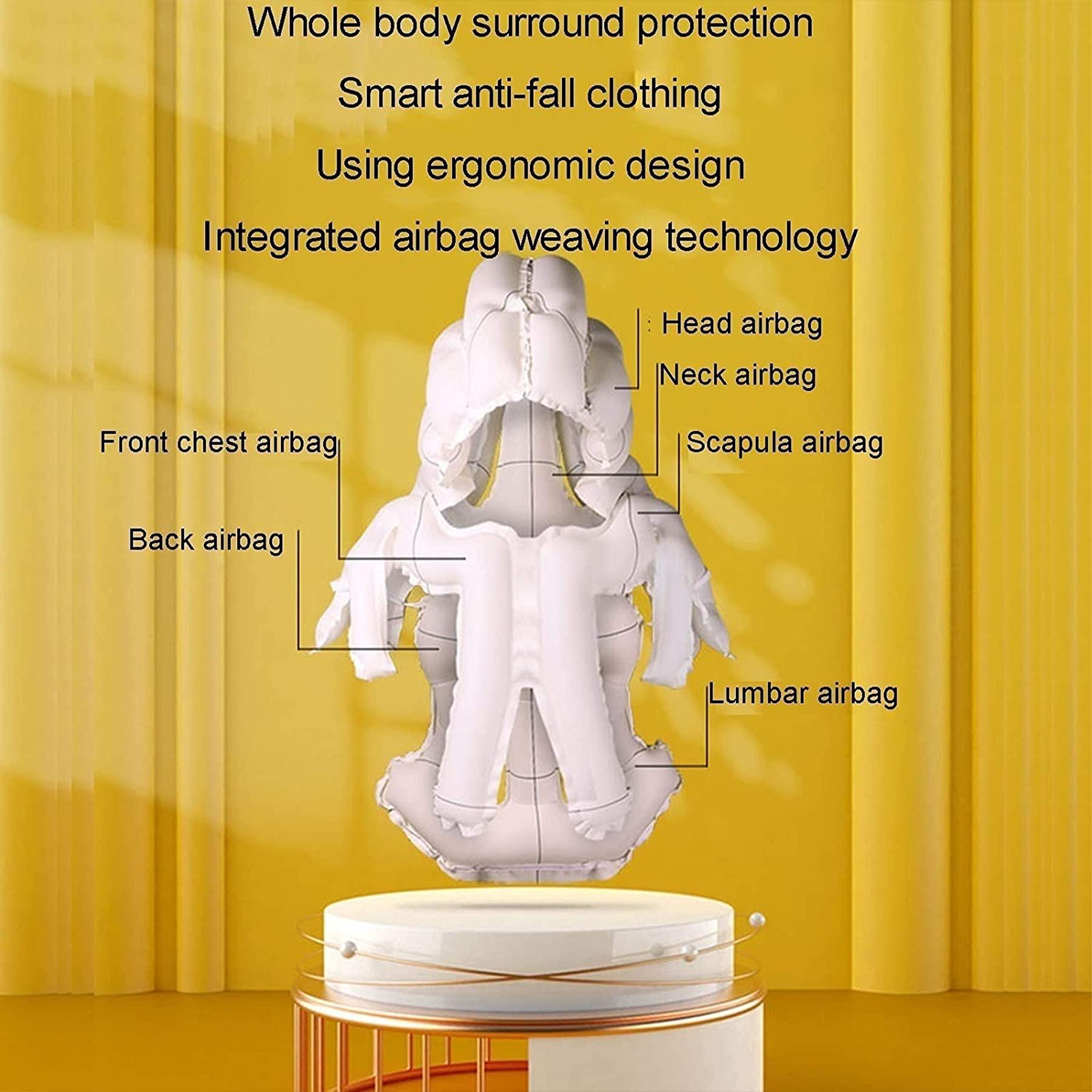 WILLQ WILLQ Anti-fall Airbag Suit Elderly Intelligent Anti-fall Airbag 0.18s Pop Up Protection Head Protection Cap Lumbar Support Belt Strict Detection of Your Body Data Without Co2 Cylinder,Male,XL