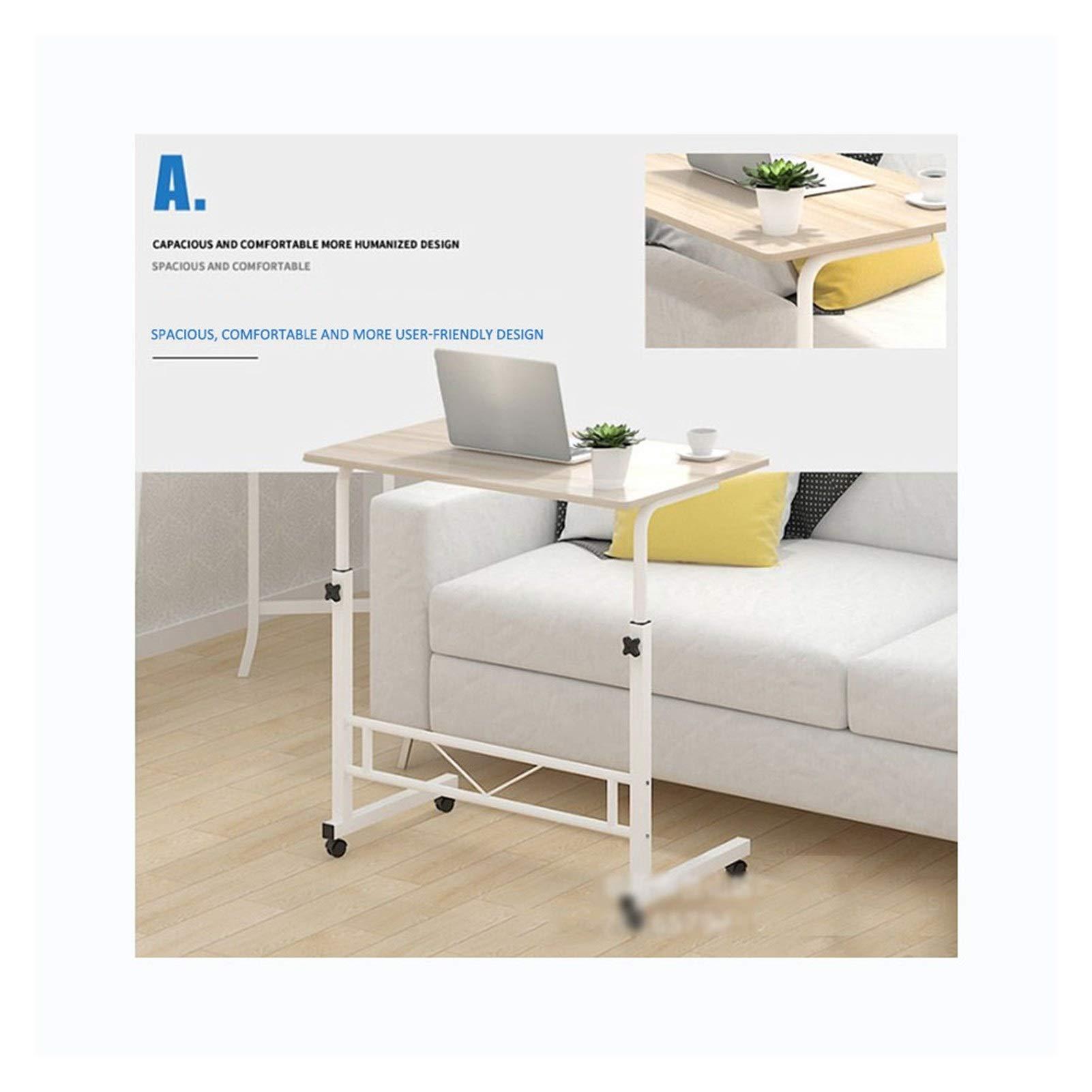 FreshCart Basics Adjustable Overbed Table Rolling Laptop Desk with Wheels Tilting Bedside Tray for Sofa Portable Rolling Laptop Stand for Bed