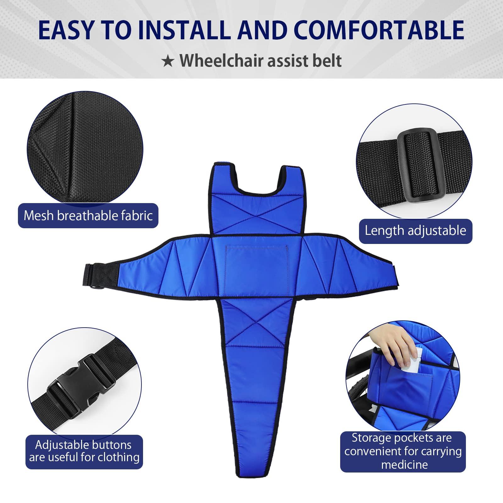 LOSCHEN LOSCHEN Wheelchair Harness Belt Non-Slip Breathable Whole Body Waist Strap Seat Belt for Elderly People and PatientsBlue