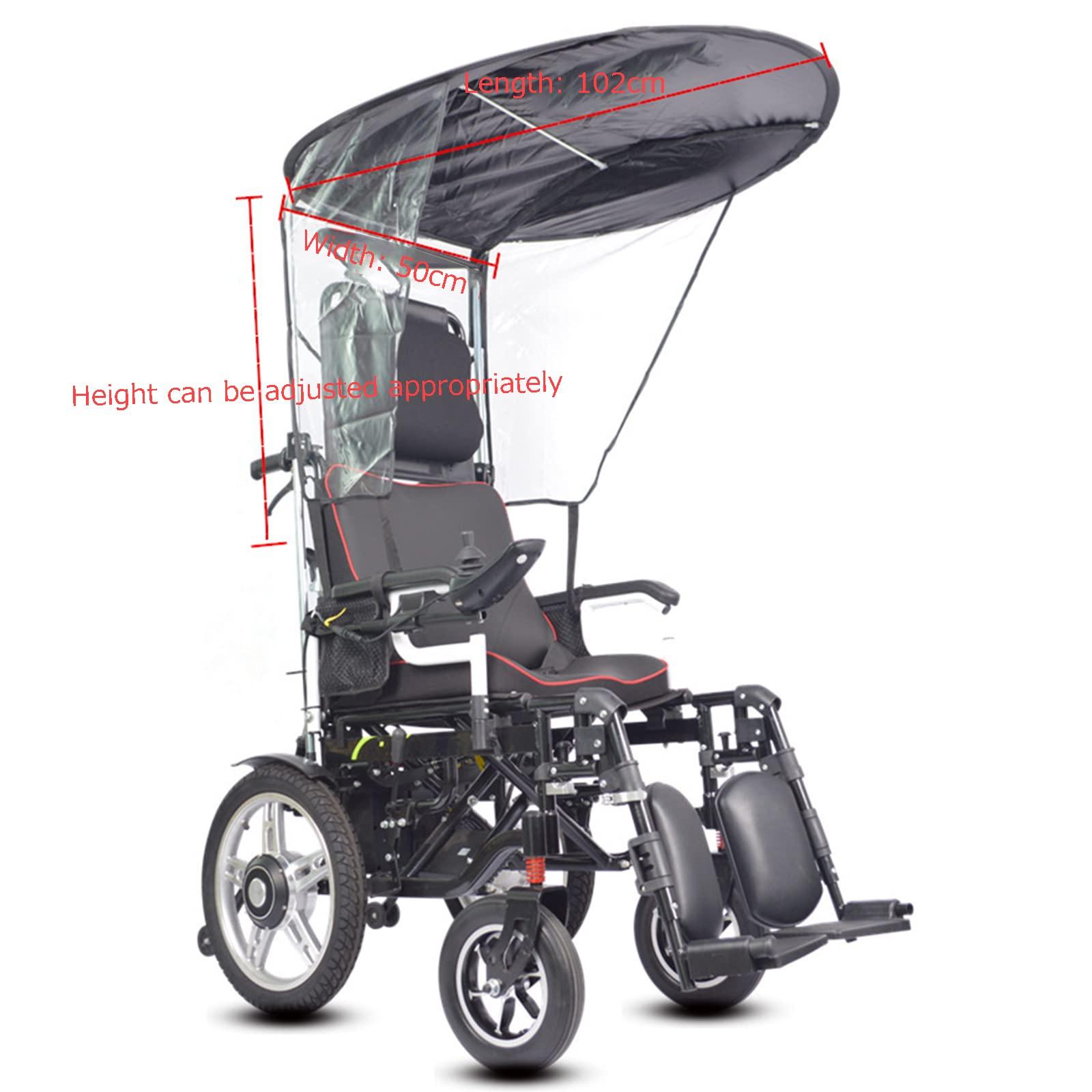 QiuShuiDr Universal Electric Wheelchair Parasol, Adjustable Outdoor Awning Umbrella Holder, UV Resistant Protection, Wheelchair Folding Canopy Umbrella Stand For Most Wheelchairs QiuShuiDr(Summer,Wheelchair wit