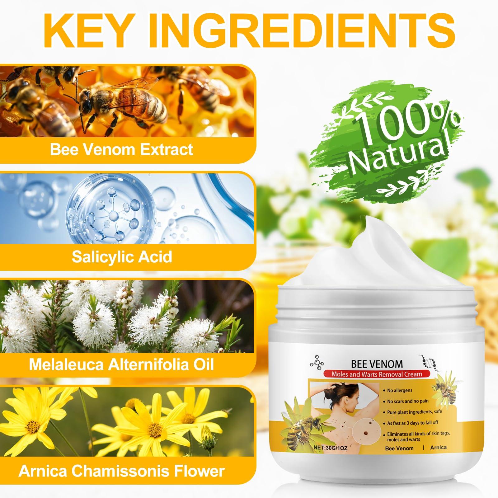 XAYGHE Bee Venom Cream, Bee Venom Wart and Tag Removal Treatment Cream, Hydrating Moisturiser, Removes Spots, Soothes Skin, for All Skins