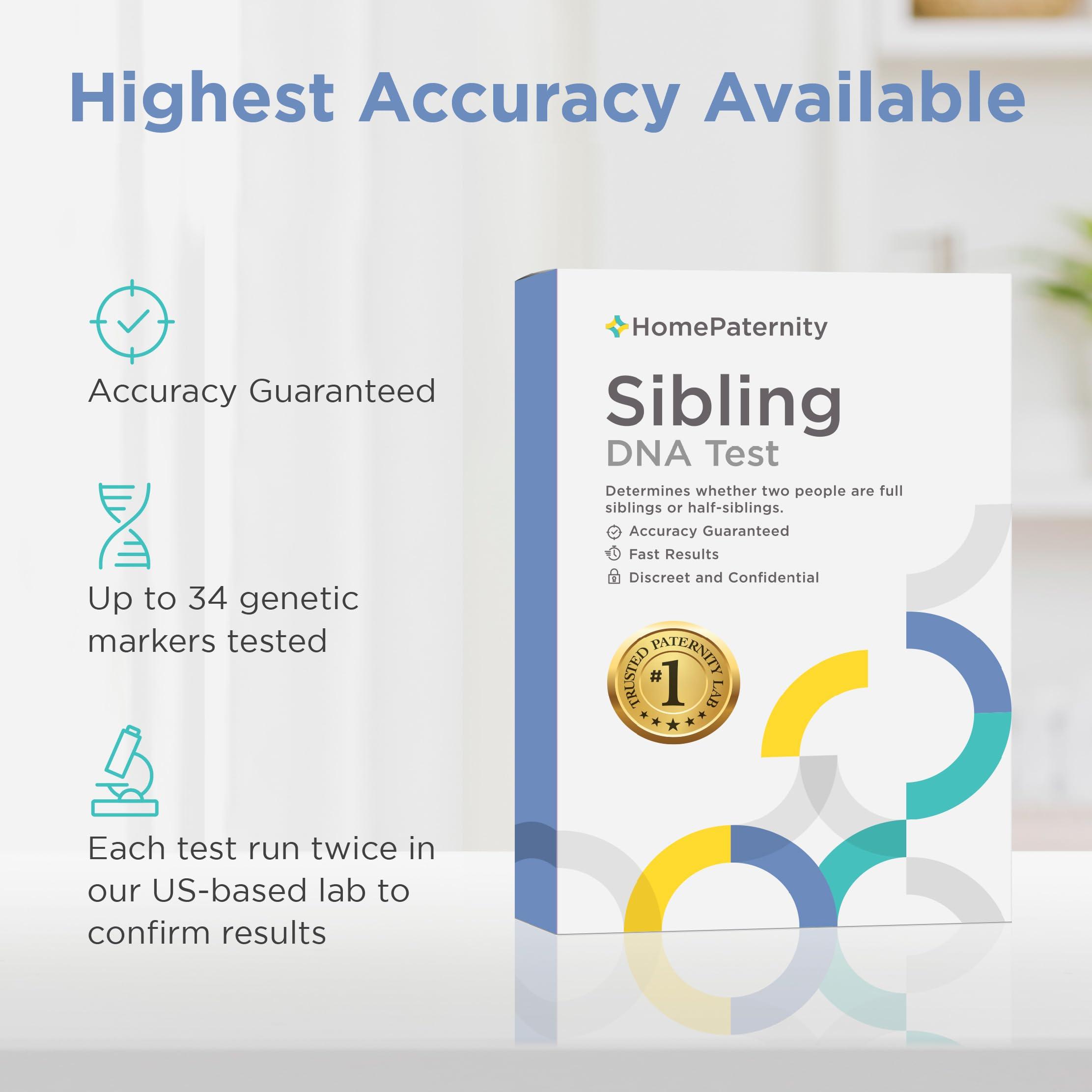 HomePaternity HomePaternity Sibling DNA Test, Fast Results, Highest Accuracy Available with Up to 34 Genetic Markers Tested, All Lab Fees & Shipping Included