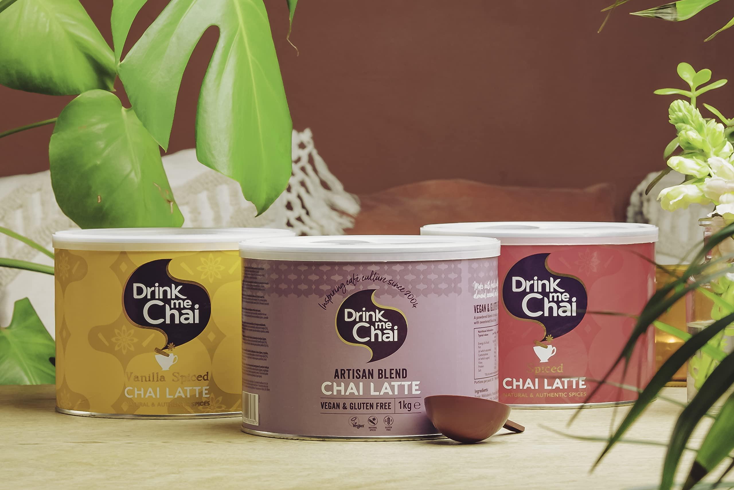 Drink Me Chai Drink me Chai Artisan Blend Chai Latte 1kg (Pack of 1), Just Add Milk, Vegan & Gluten Free Chai Latte Powder (50 Servings Total)