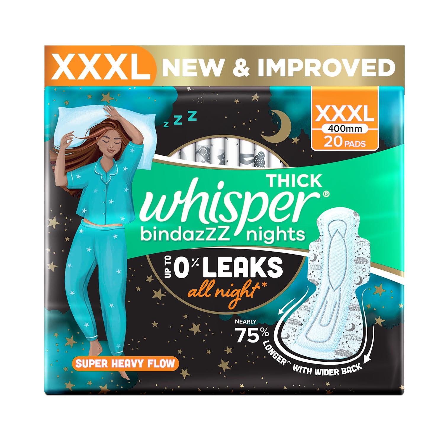 Whisper Whisper Ultra Night Sanitary Pads for Women, XXXL 20 Napkins