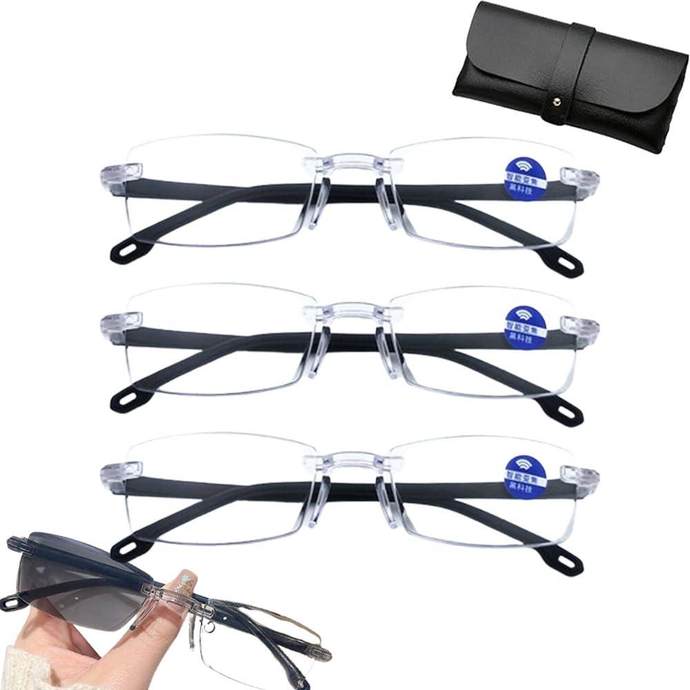 Generic Intelligent Zoom Anti Blue Light Presbyopia Glasses, Varifocal Reading Glasses for Mens Women, Color-Changing Anti-Blue Light Presbyopia Glasses, Autozoom Reading Glasses (3 SET)