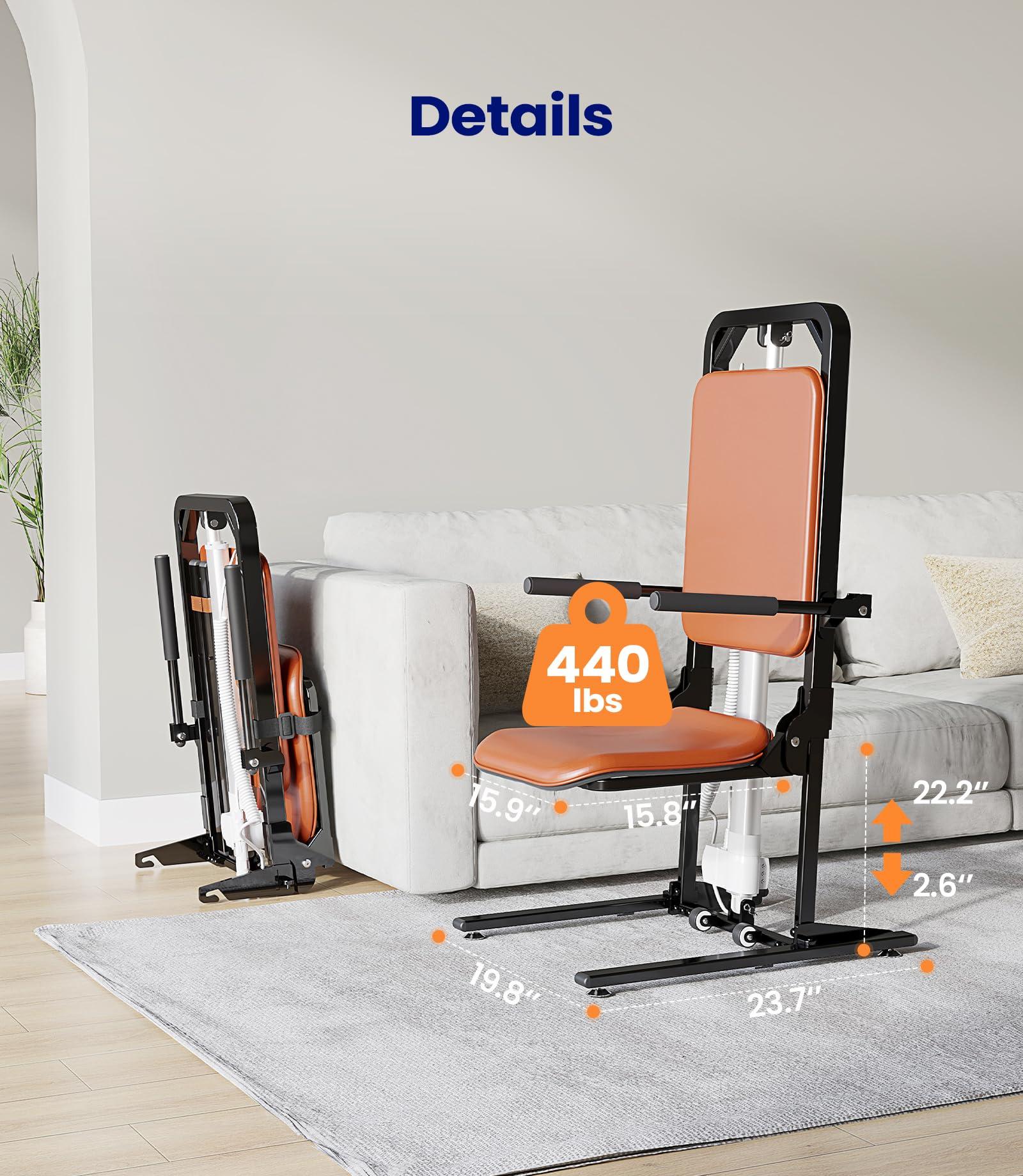 MAIDeSITe MAIDeSITe Electric Floor Lift Chair, Lift Elderly from Floor, Foldable, Orange, Modern Style, 440 LBS Weight Limit, FSA HSA Eligible, AX05