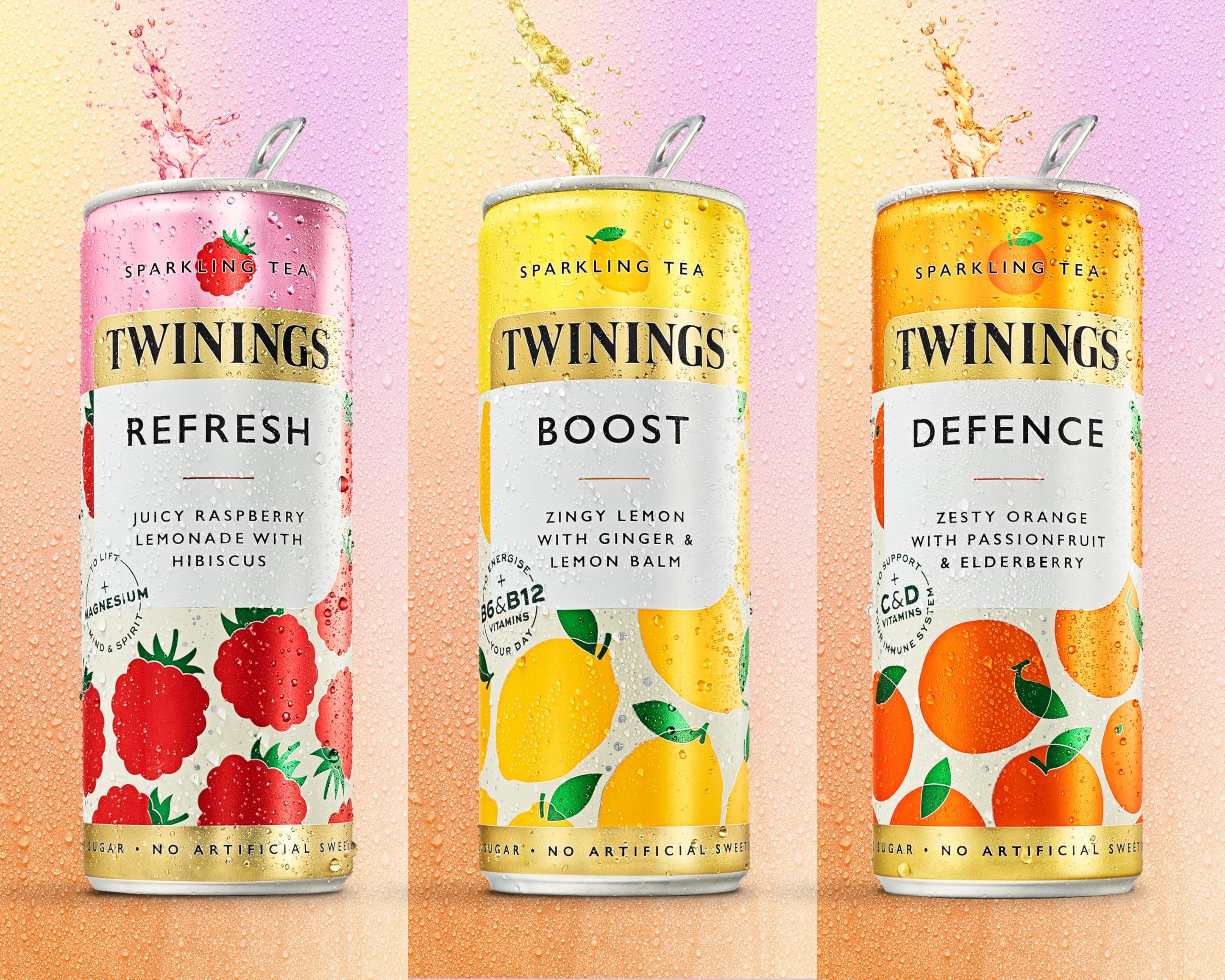 Twinings Twinings Sparkling Tea Variety Pack Refreshing Fruity Beverage (3 x 250ml Cans) 3 Flavours, No Added Sugar, Low Caffeine & Calories, Healthy Alternative, Antioxidant Rich, Vegan, Gluten-Free