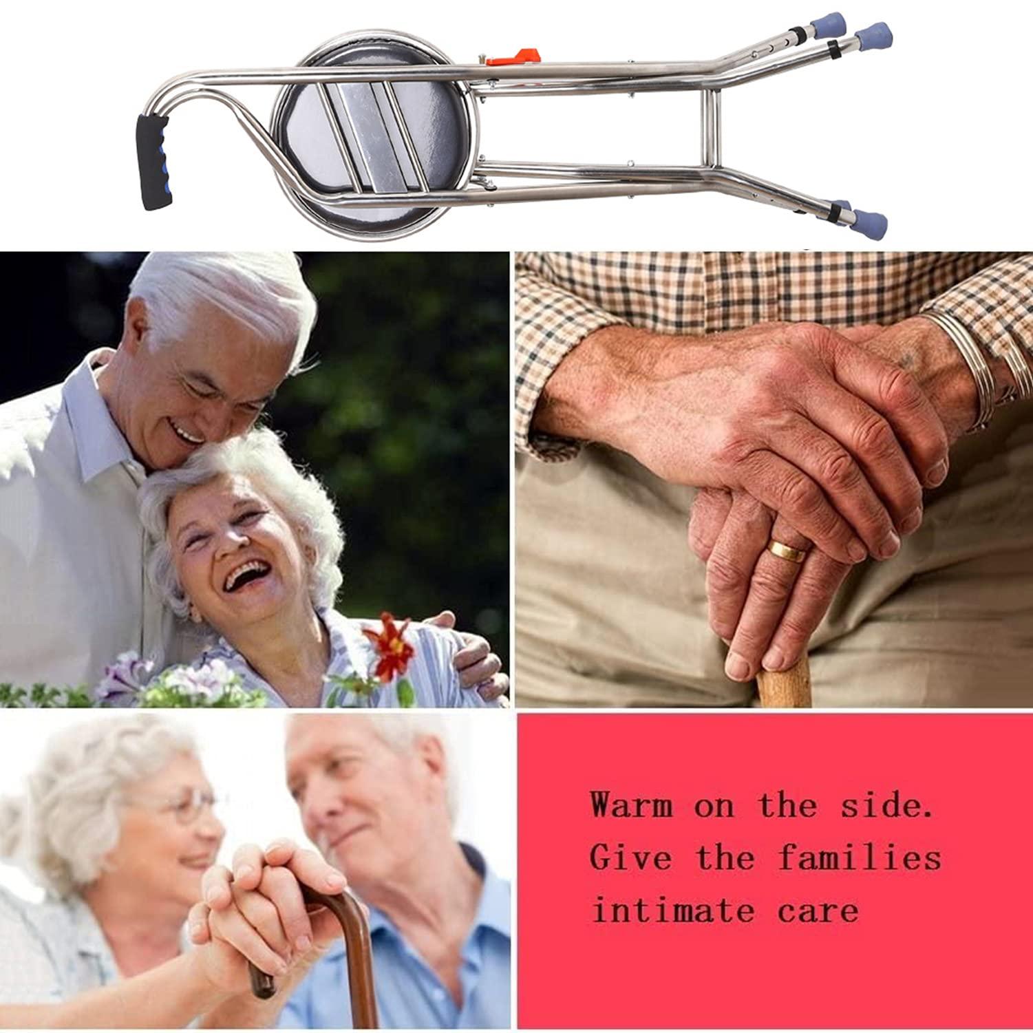 BAHOJAS Folding Canes Cane with Seat 400 Lbs Capacity Height Adjustable Heavy Duty Thick Stainless Steel Walking Stick Unisex for Elderly