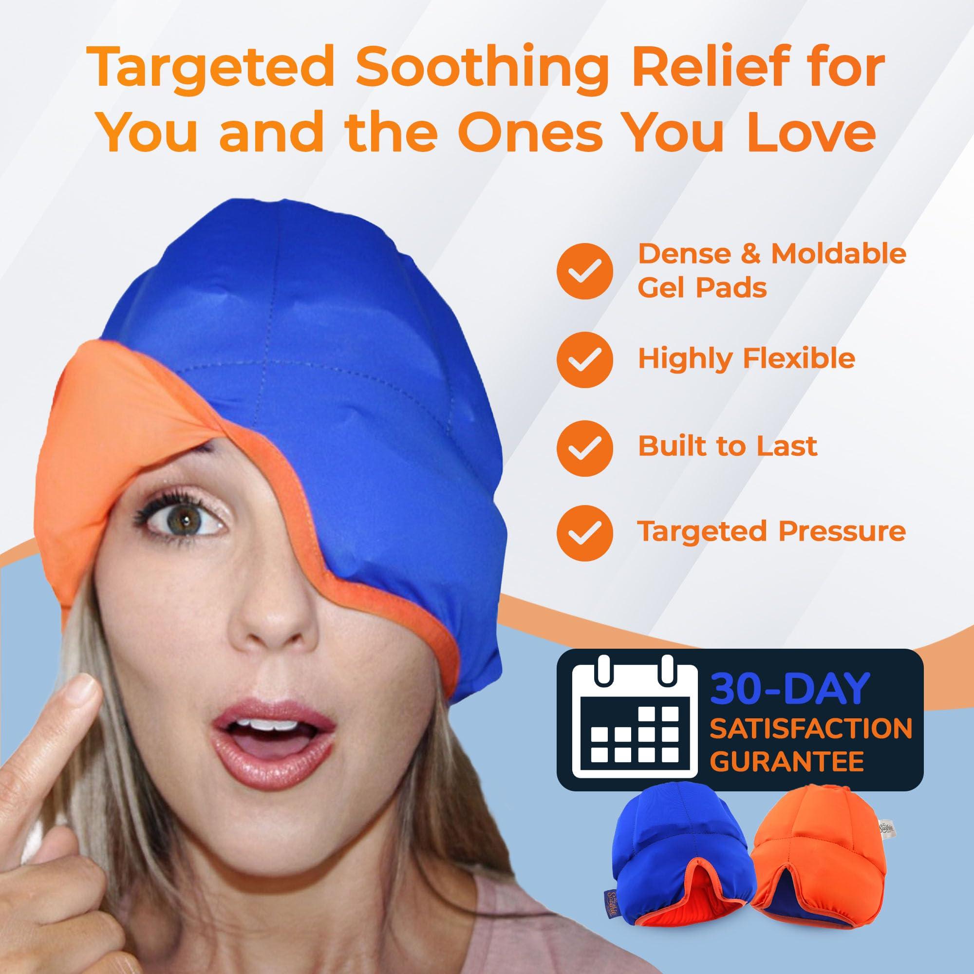 SOOTHIE THE SOOTHING HOODIE SOOTHIE Headache Relief Hat and Migraine Relief Cap. Ice Hat for Headaches & Puffy Eyes. Warm Therapy for Sinus & Stress Relief. Enjoy Our Improved Hat-33% More Soothing Gel Packs on Your Head!