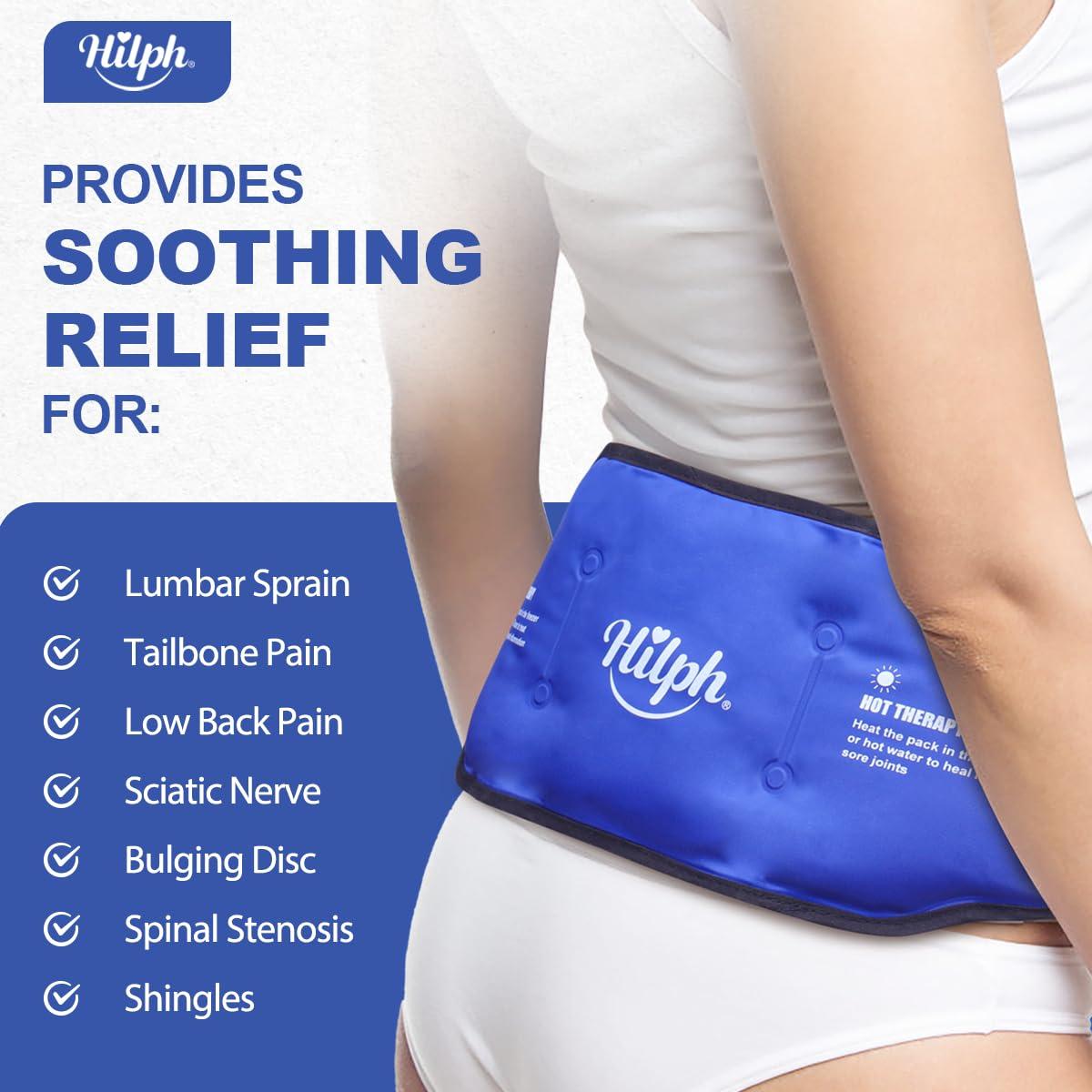 Hilph Hilph Ice Pack for Back Pain Relief, Reusable Lower Back Gel Wrap Hot Cold Compression Therapy Lumbar Ice Pack for Back Injuries, Sciatic Nerve, Herniated or Degenerative Disc, Tailbone Pain-Blue