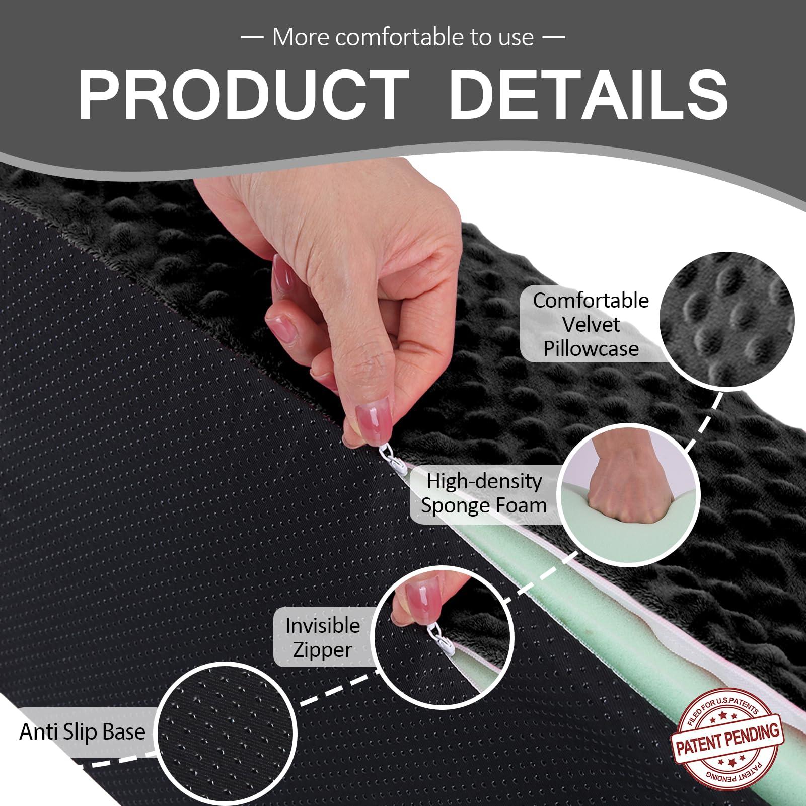 Jacobable Jacobable Wedge Pillow for Side Sleeping, Body Positioning Foam Wedge Pillow, Side Wedge Pillow for Sleeping Non-Slip Back Positioning Pillow for Bed Sores Wedge (Black)