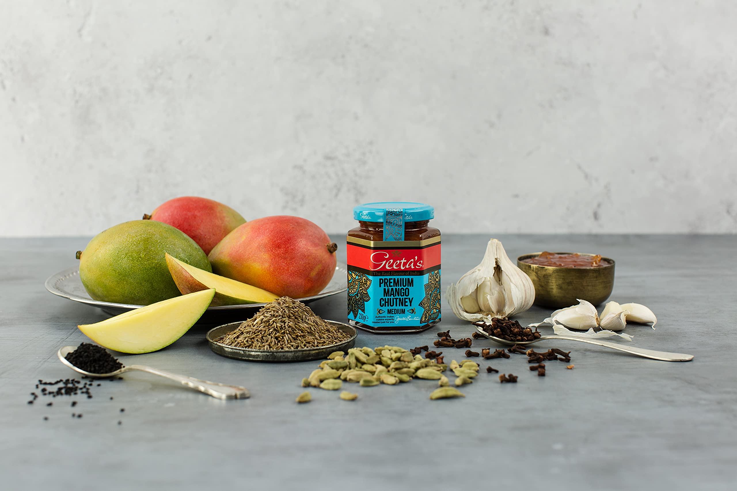 Geeta's Geeta\'s Premium Mango Chutney 320 Grams (6 Pack) - The Real Flavour of India - Indian Mangoes & Aromatic Spices - No Artificial Flavours or Colours