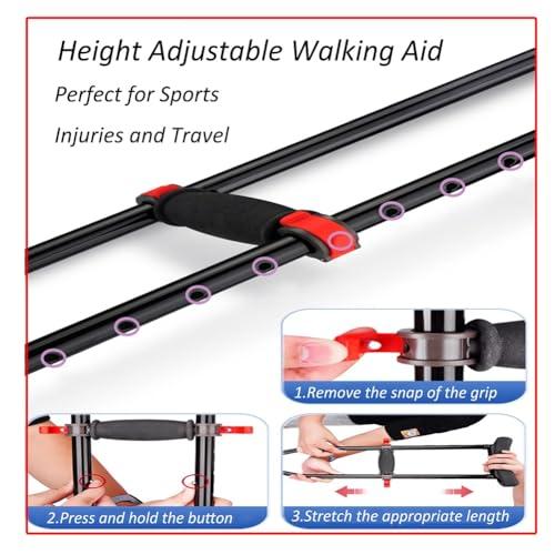 FreshCart Basics Aluminum Foldable Underarm Crutches, with Hand Grips & Rubber Tips Walking Aid, Folding Portable Walking Crutches