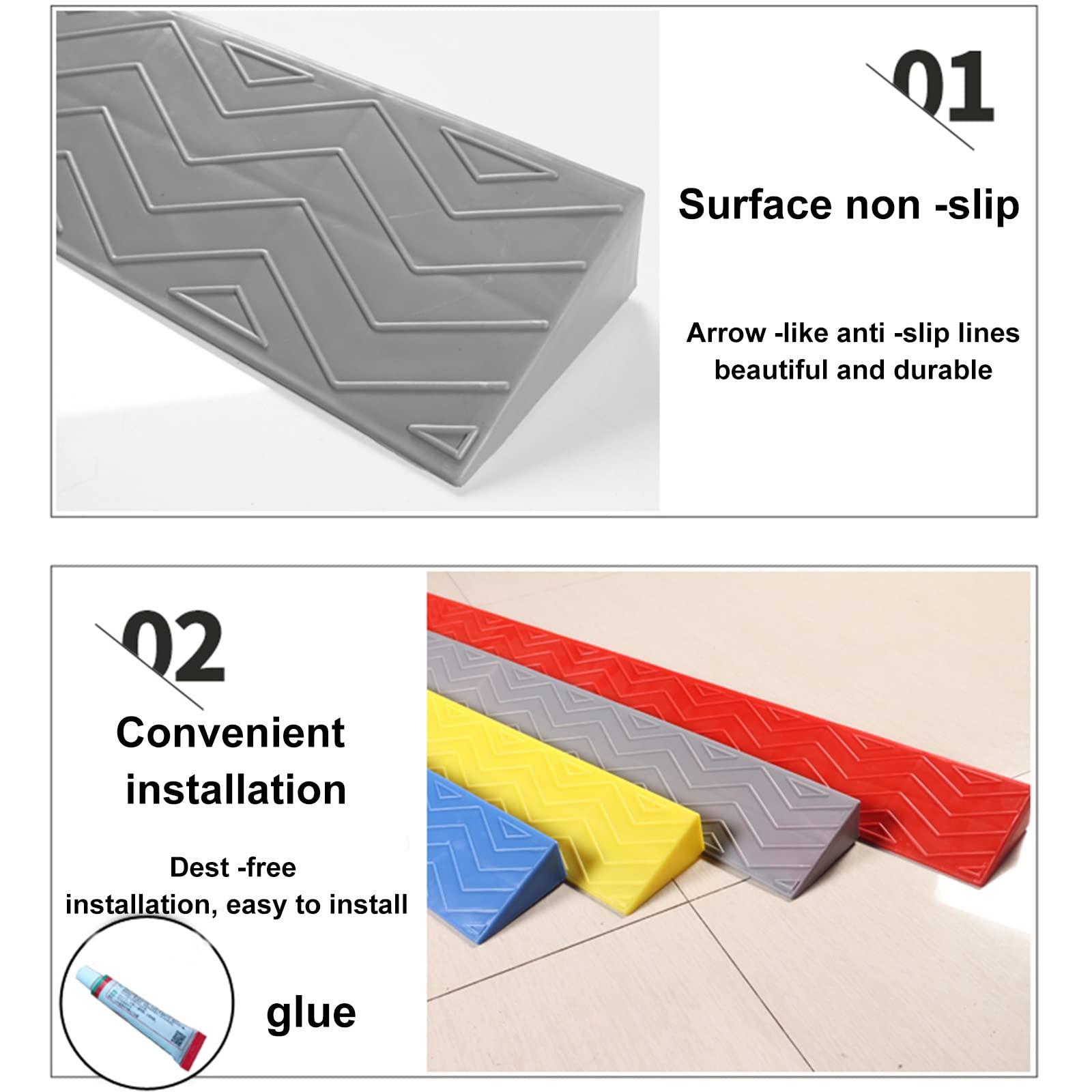 FreshCart Basics Portable Wheelchair Ramp Threshold Door Burstet Rubber Waterproof Red 100 * 8 * 2.5cm