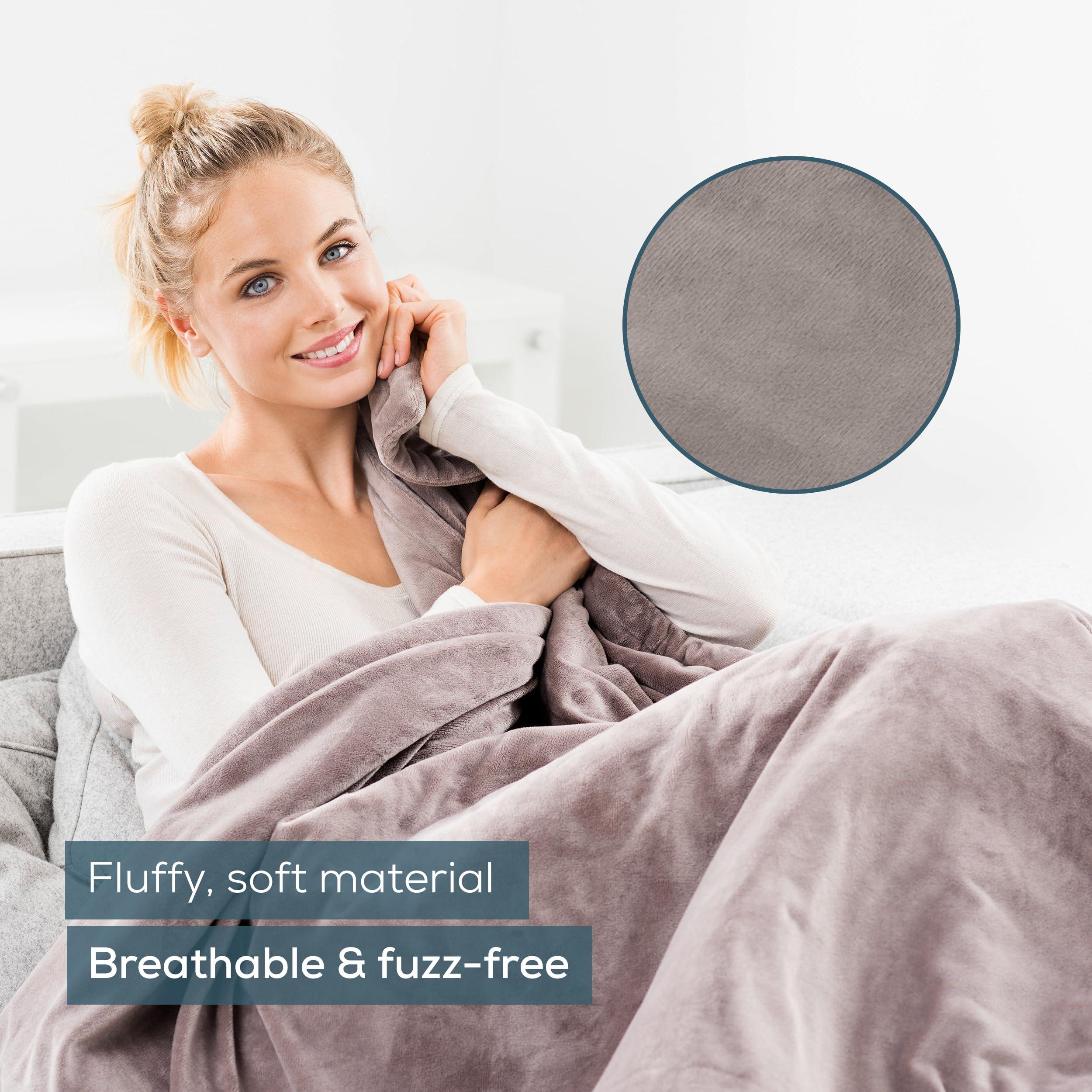 Beurer Beurer HD150 XXL Electric Blanket with 6 Temperature Settings, Soft Heated Throw for Cosy Sofa Nights, Automatic Switch-Off & Safety System, Machine-Washable, Taupe, 200 x 150 cm