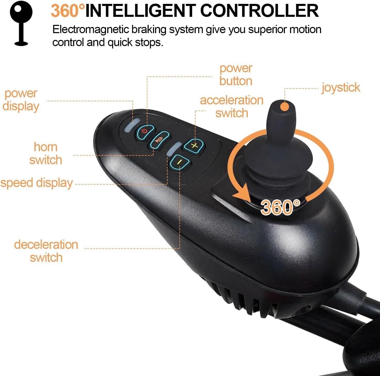 WETOBO Lightweight Foldable Electric Wheelchair for Seniors All Terrain Electric Wheelchairs for Adults Powerful Dual Motor Motorized Power Wheelchairs Up to 12 Mile Range 330 lbs Max Load