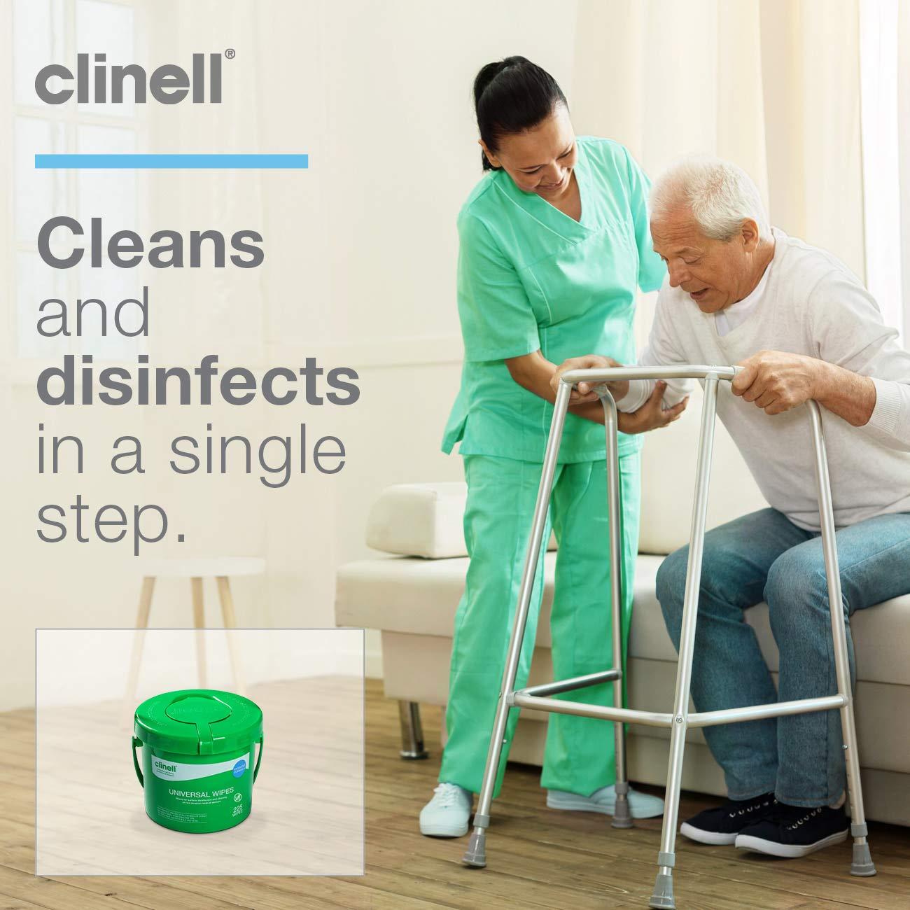 Clinell Clinell Universal Cleaning and Disinfectant Wipes for Surfaces - Pack of 4 Buckets - 225 Wipes per Pack (900 Wipes) - Multi Purpose Wipes, Kills 99.99% of Germs, Quick Action