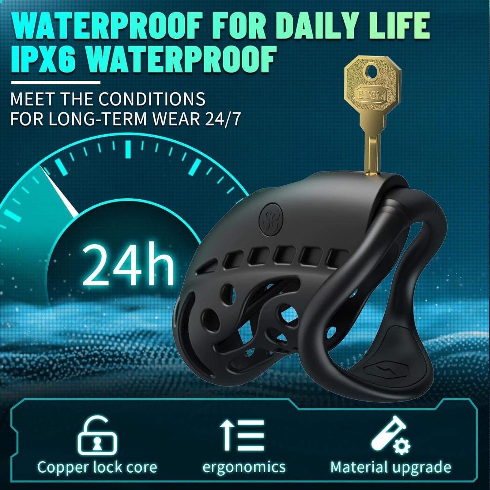 PacuM PacuM Chastity Device With Cage, 9 Intensity Chastity Cage With 3 Active Rings Toy For Exercise