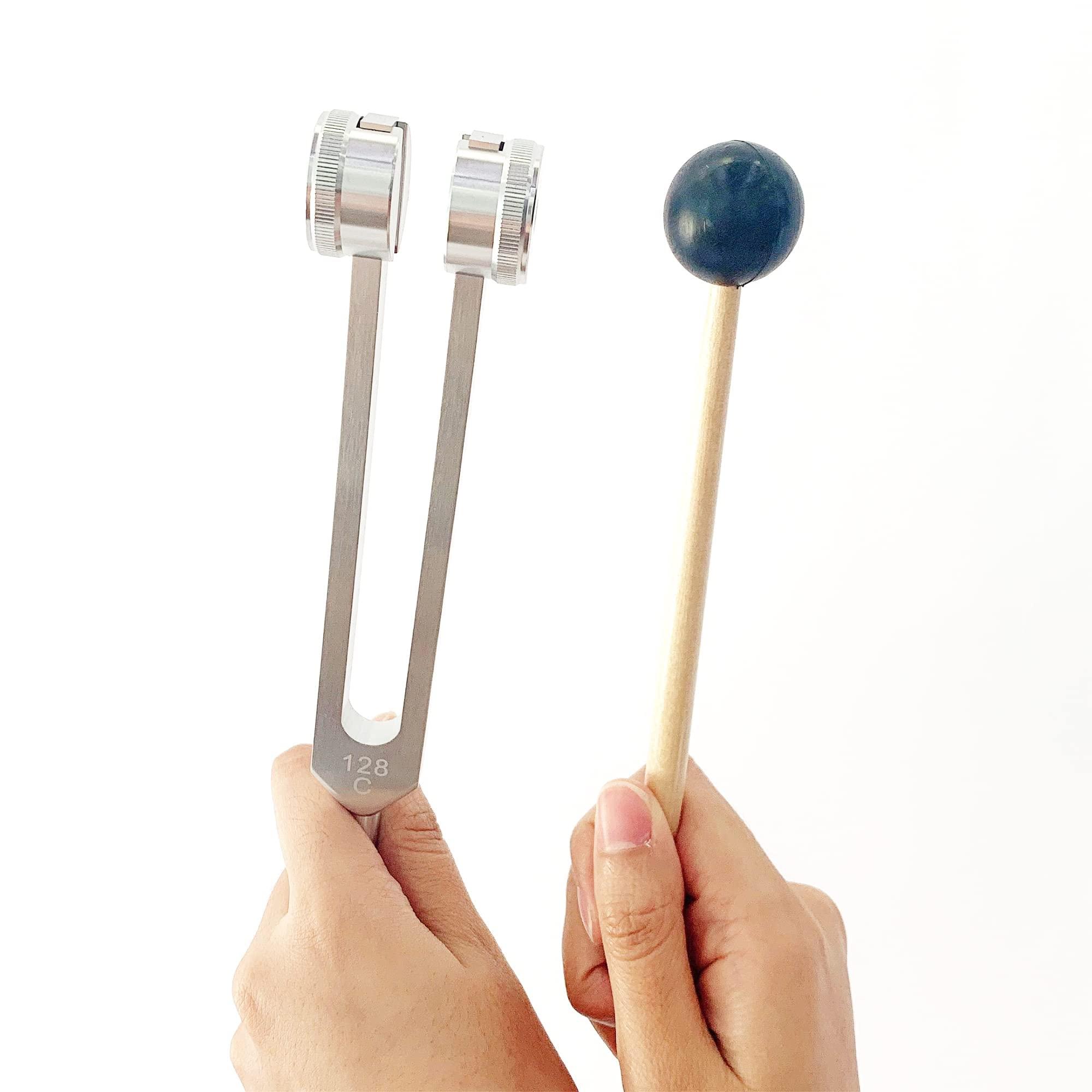 LeSage LeSage Otto 128 HZ Biosonics Weighted Tuning Fork Diapason Medical 128 hertz Tuning Forks for Healing 128HZ Sonic Slider with Silicone Hammer Cleaning Cloth